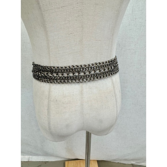 Unbranded Silver Ornate Medallion Multi Strand Chain Belt Womens OS Boho Western